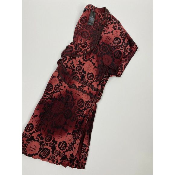 Axcess Liz Claiborne Crinkle Japanese Red Tunic M - Picture 5 of 5